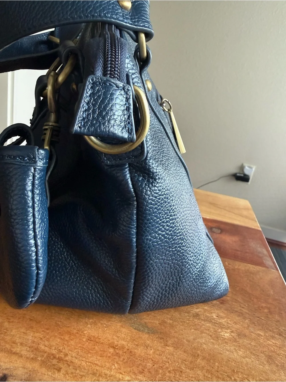 SHUTTER bag Heirloom Navy Blue Pebbled Leather Camera Bag (read)